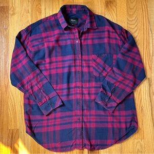 Rails Women’s Med Jackson Wine Navy Plaid Pocket Button-up Shirt